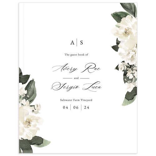 Floral Accent Wedding Guest Book Off-White