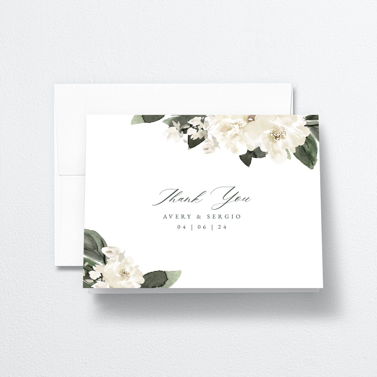 Floral Accent Thank You Cards Off-White