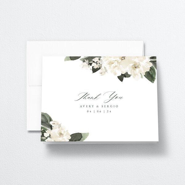 Floral Accent Thank You Cards Off-White