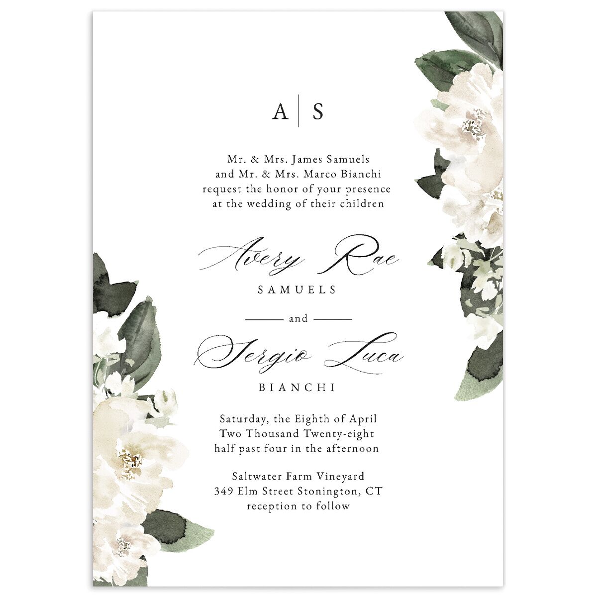 Floral Accent Wedding Invitations