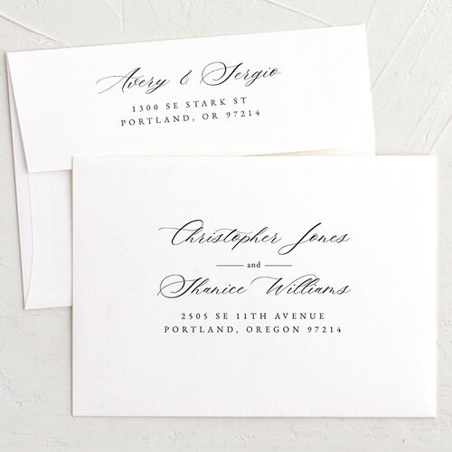 Floral Accent Wedding Invitation Envelopes White Standard Off-White Both Recipient and Return Addresses