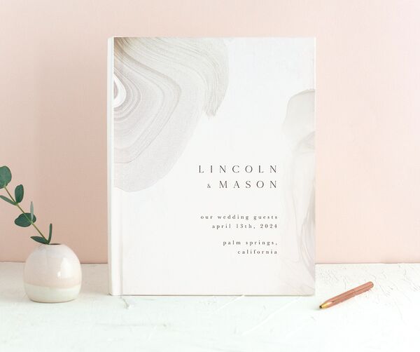 Minimal Ethereal Wedding Guest Book front in Cream