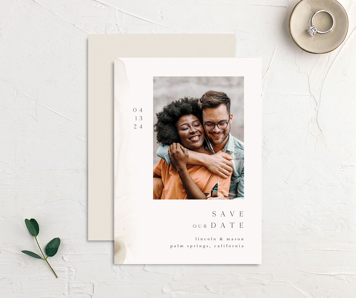 Minimal Ethereal Save The Date Cards Sand Signature smooth No