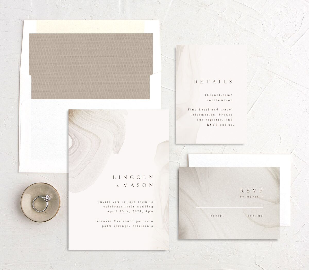 Minimal Ethereal Wedding Invitations Sand Signature No