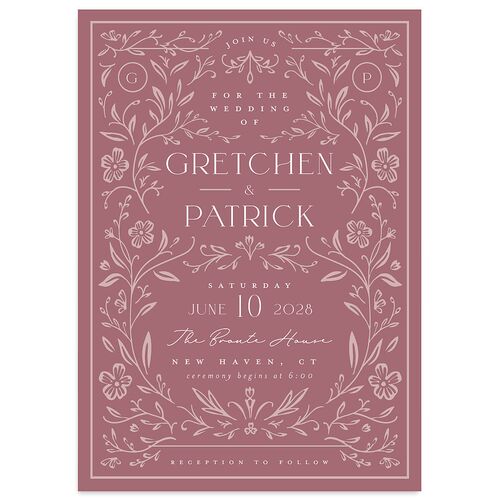 Ornate Storybook Wedding Invitations Mauve Signature Blank No Standard