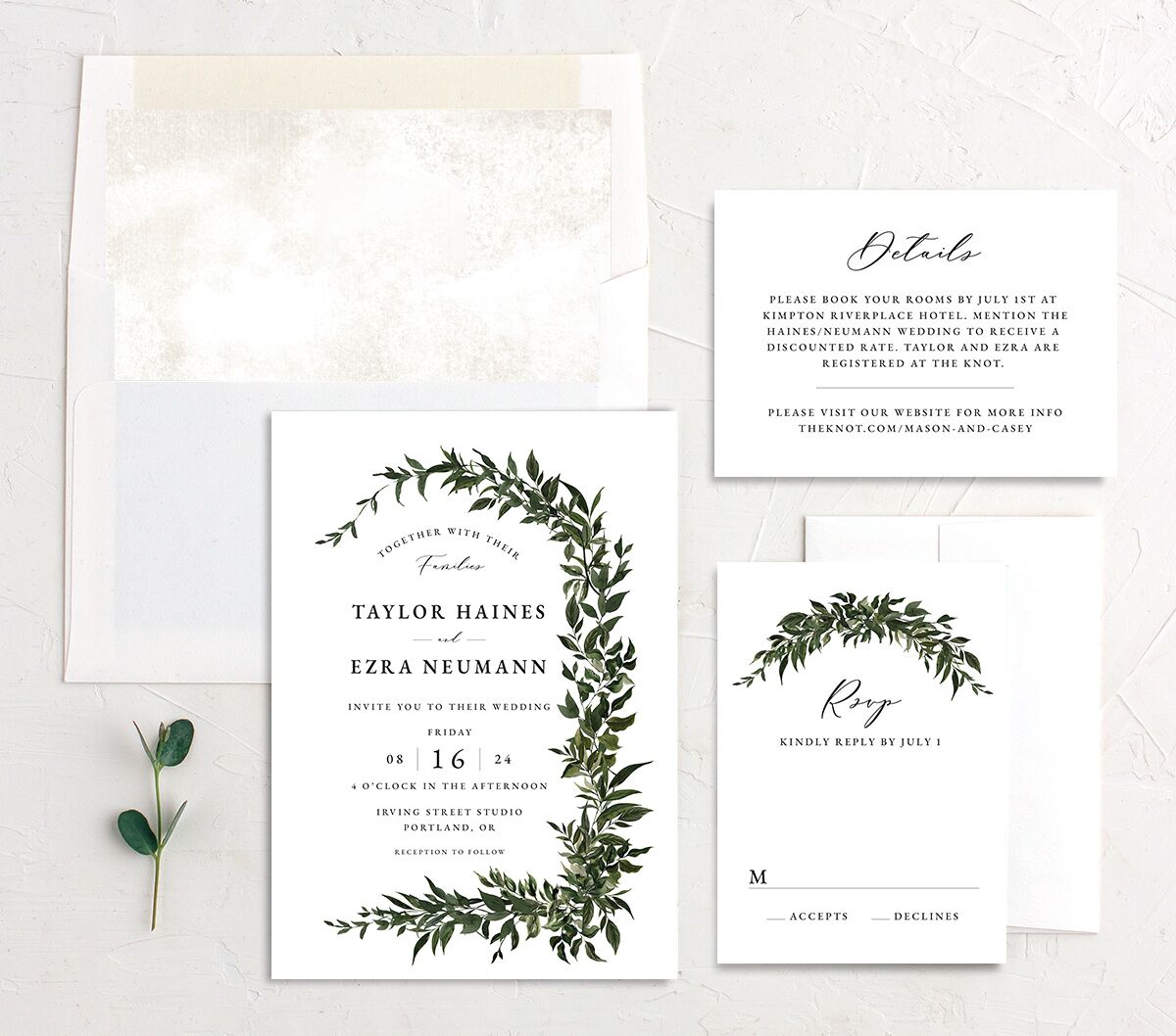 Rich Greenery Wedding Invitations Hunter Green Signature No