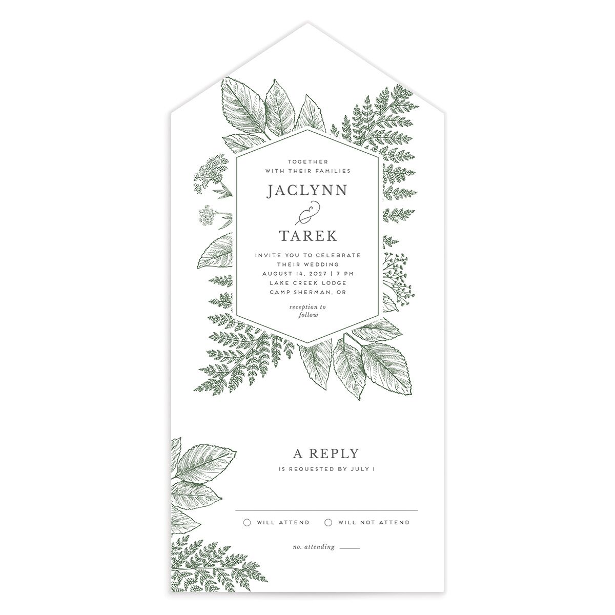 Botanical Frame All-in-One Wedding Invitations
