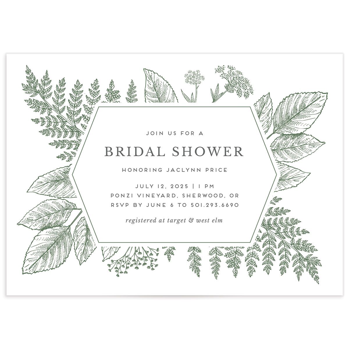Botanical Frame Bridal Shower Invitations