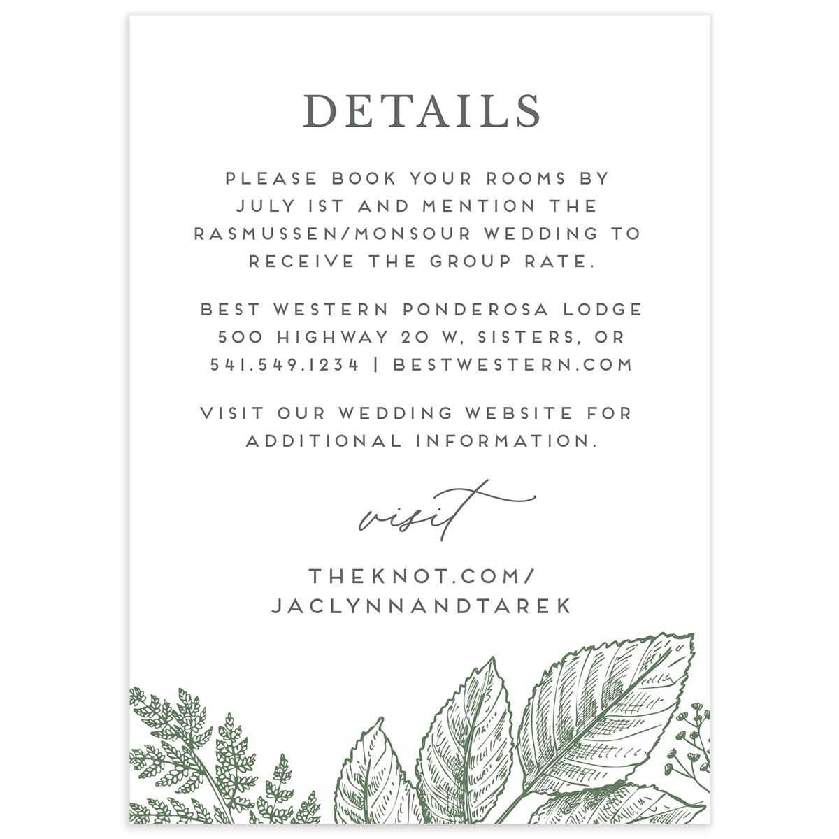 Botanical Frame Wedding Enclosure Cards
