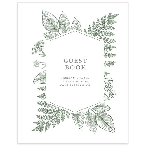 Botanical Frame Wedding Guest Book Hunter Green