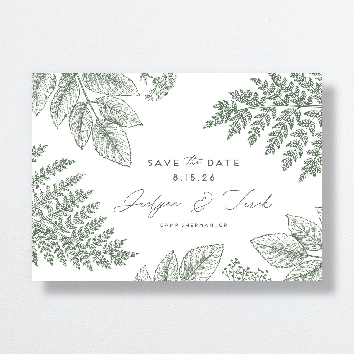 Botanical Frame Save The Date Cards Hunter Green Signature smooth No Standard