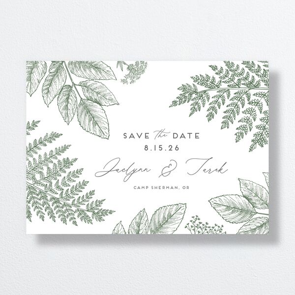 Botanical Frame Save The Date Cards Hunter Green Signature smooth No Standard