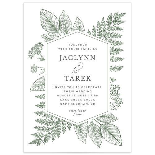 Botanical Frame Wedding Invitations - Green