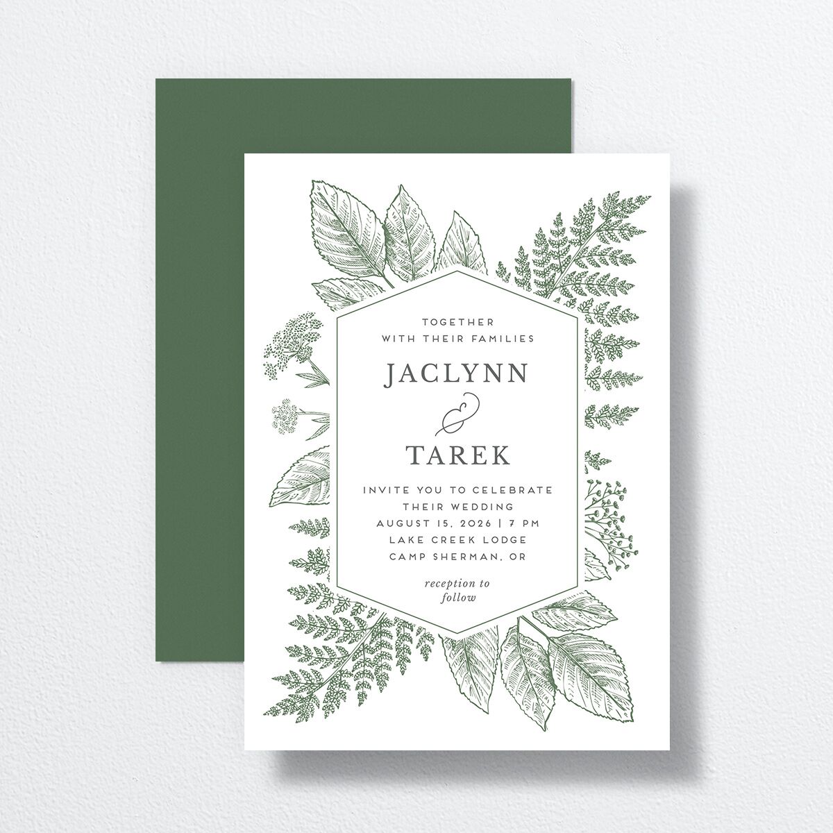 Botanical Frame Wedding Invitations Hunter Green Signature No Standard