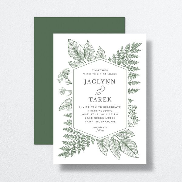 Botanical Frame Wedding Invitations Hunter Green Signature No Standard