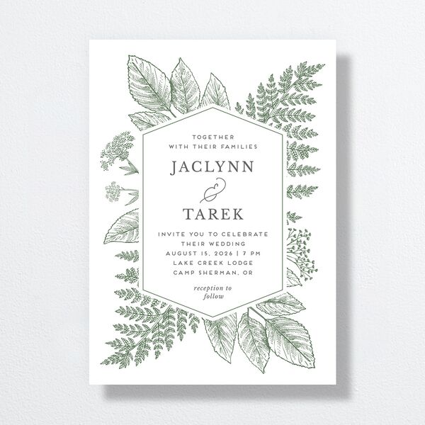 Botanical Frame Wedding Invitations Hunter Green Signature No Standard
