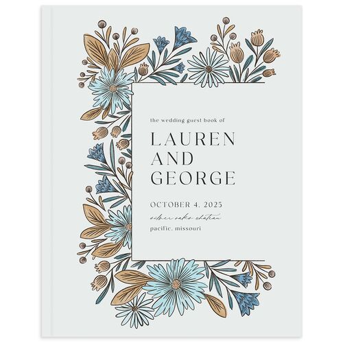 Timeless Wildflowers Wedding Guest Book Dusty Blue