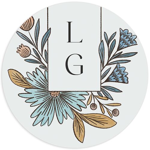 Timeless Wildflowers Wedding Stickers Dusty Blue