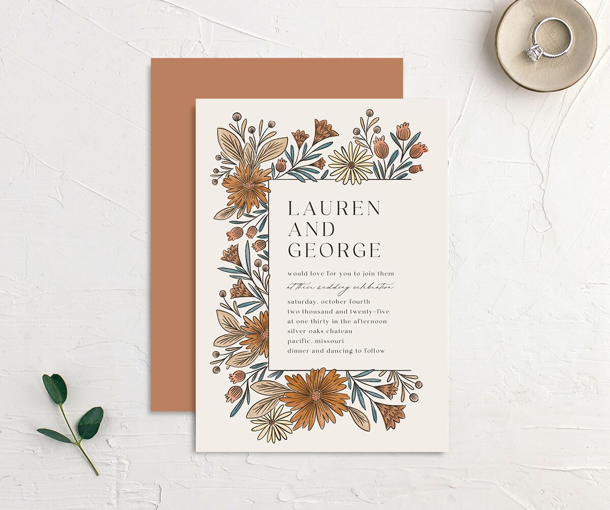 Timeless Wildflowers Wedding Invitations Terracotta Signature No