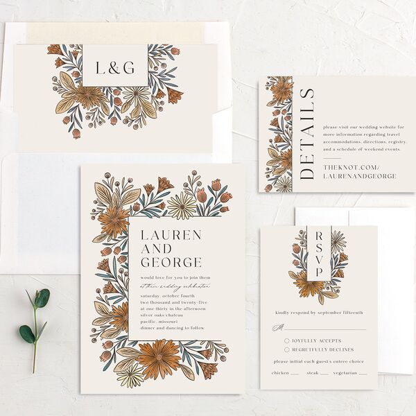 Timeless Wildflowers Wedding Invitations Terracotta Signature No
