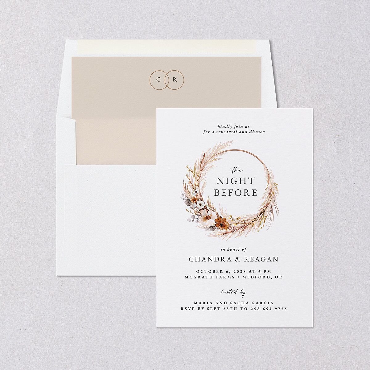 Bohemian Hoop Rehearsal Dinner Invitations — view 4