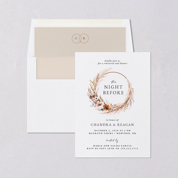 Bohemian Hoop Rehearsal Dinner Invitations Camel Signature Blank Standard