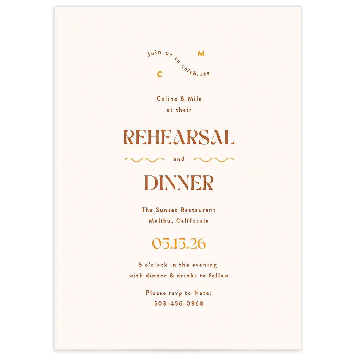Eclectic Wave Rehearsal Dinner Invitations