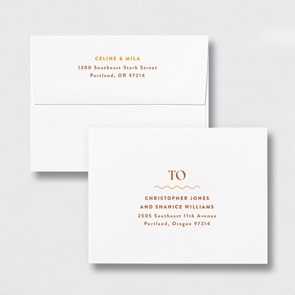 Eclectic Wave Thank You Card Envelopes White Terracotta Both Recipient and Return Addresses Signature Standard