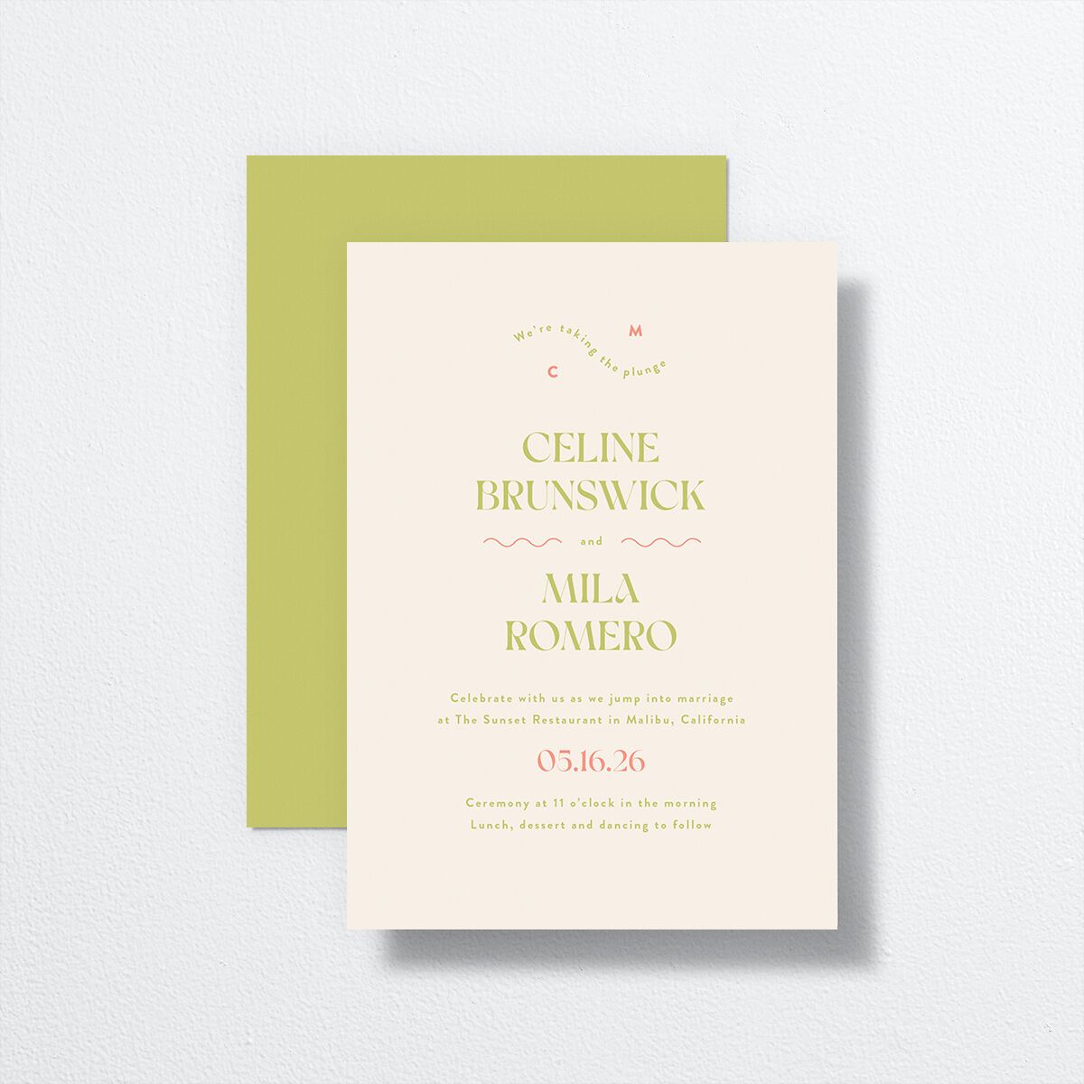 Eclectic Wave Wedding Invitations Pear Signature Blank No
