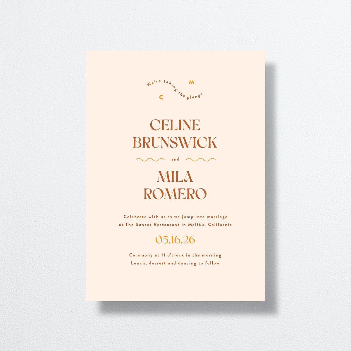 Eclectic Wave Wedding Invitations Terracotta Signature No