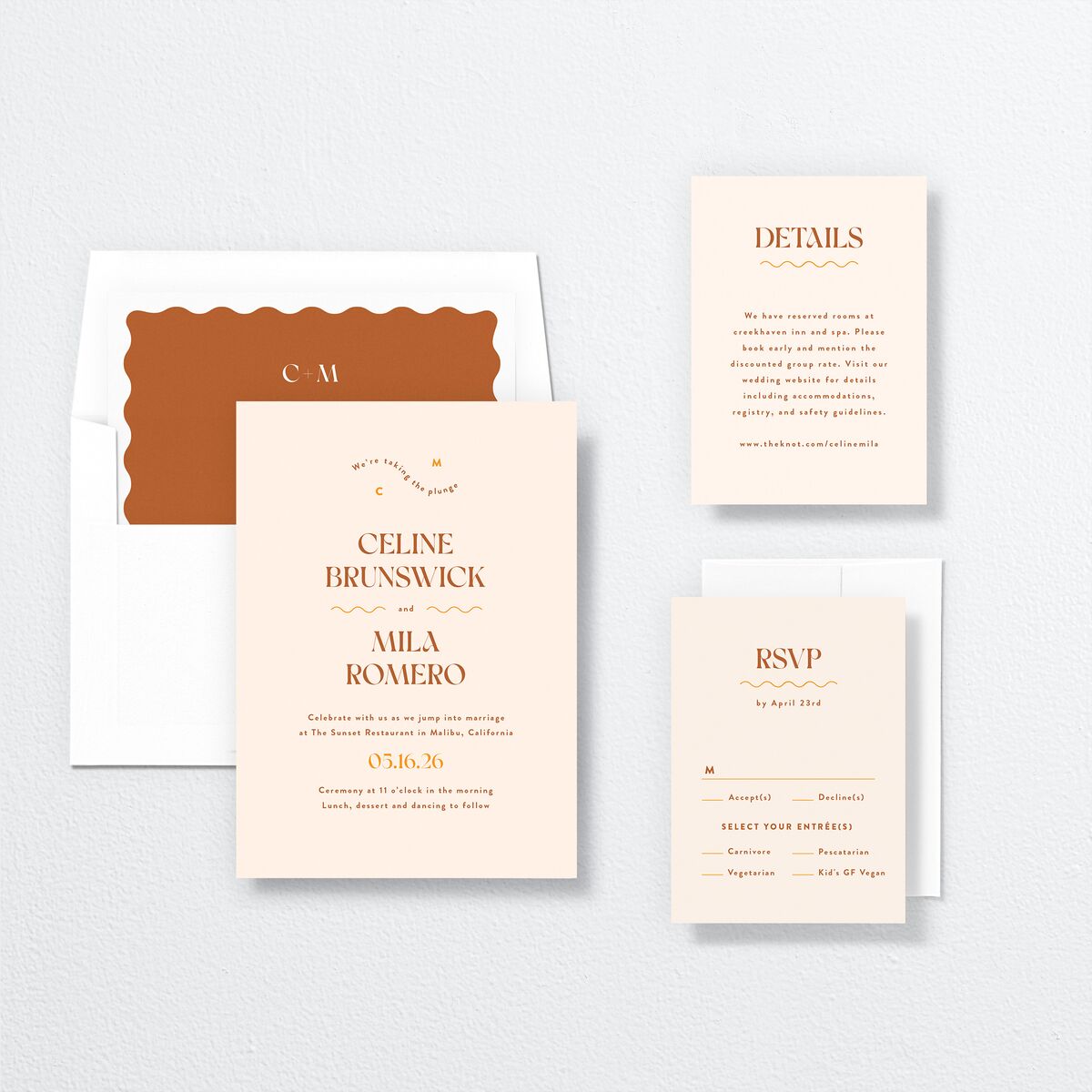 Eclectic Wave Wedding Invitations suite