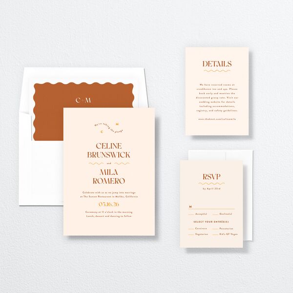 Eclectic Wave Wedding Invitations Terracotta Signature No