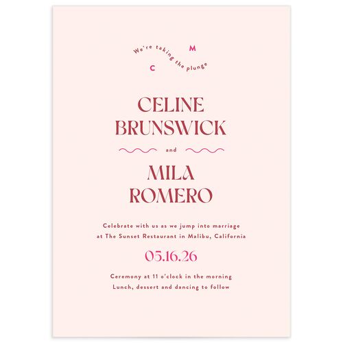 Eclectic Wave Wedding Invitations Garnet Signature Blank No