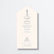 Elegant Lighthouse All-in-One Wedding Invitations Maritime Signature Light Both Recipient and Return Addresses No