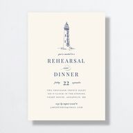 Elegant Lighthouse Rehearsal Dinner Invitations Maritime Signature Standard