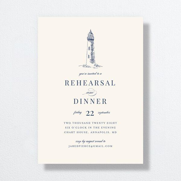 Elegant Lighthouse Rehearsal Dinner Invitations Maritime Signature Standard