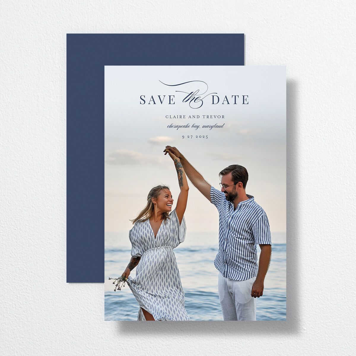 Elegant Lighthouse Save The Date Cards front-and-back