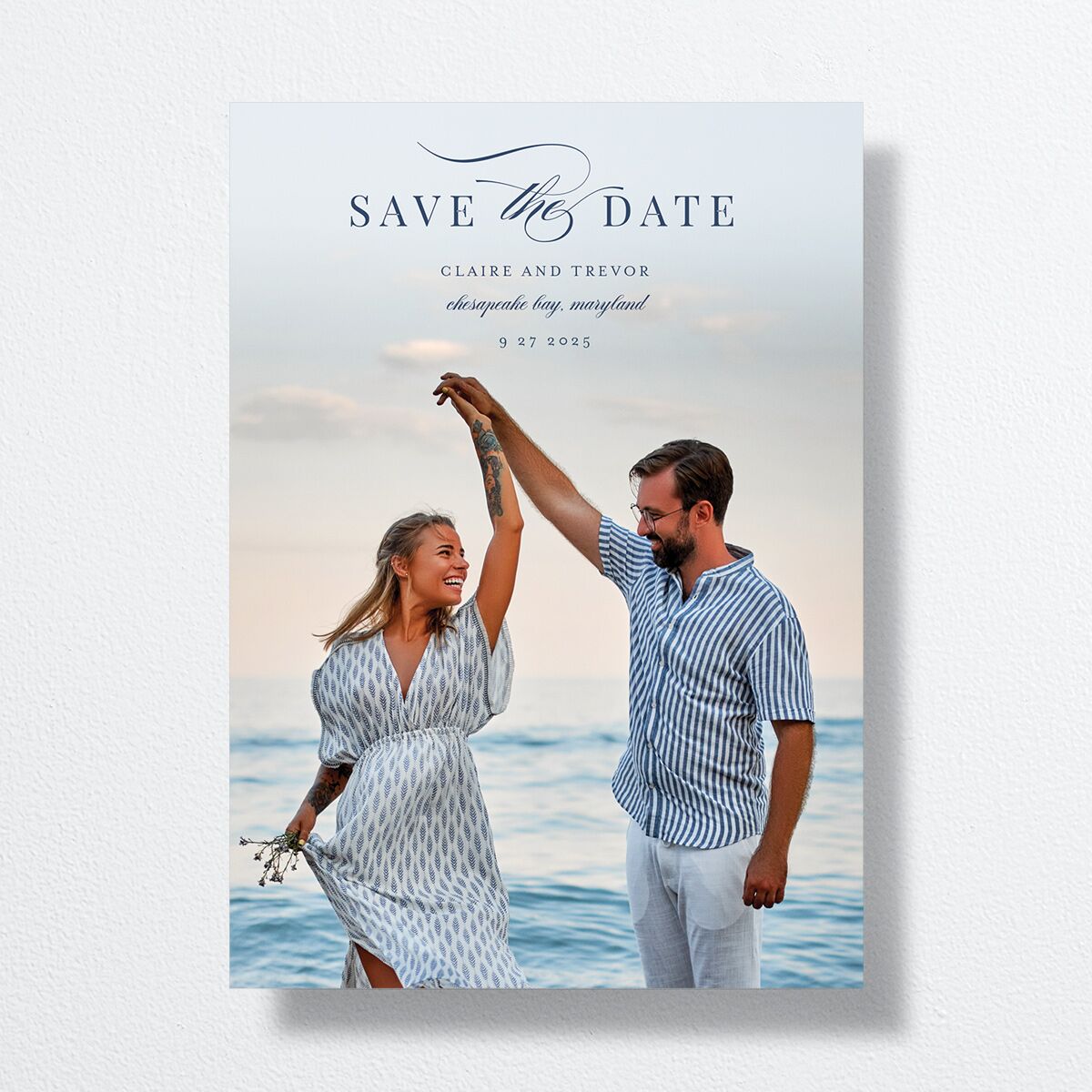 Elegant Lighthouse Save The Date Cards front