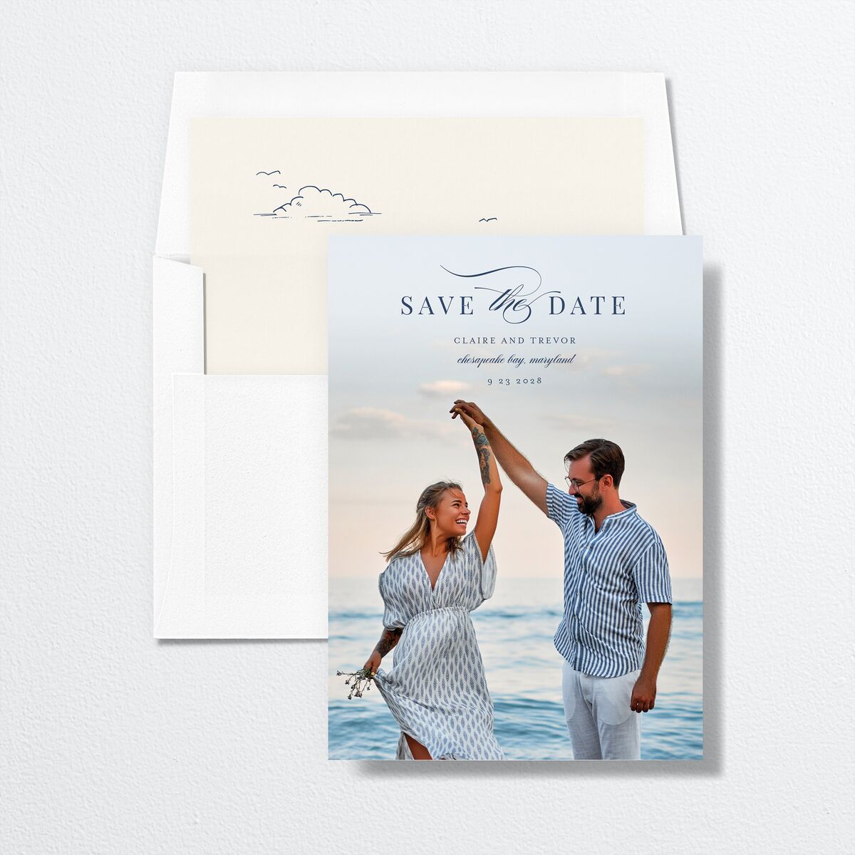 Elegant Lighthouse Save The Date Cards Maritime Signature smooth No Standard