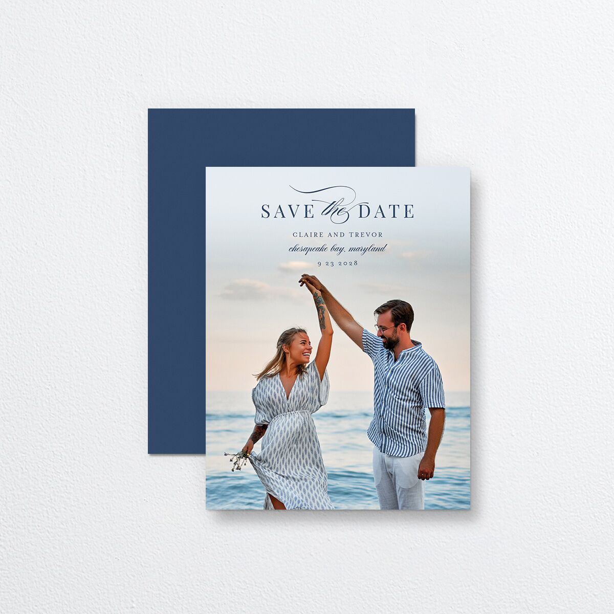Elegant Lighthouse Save the Date Petite Cards Maritime Signature smooth No Standard
