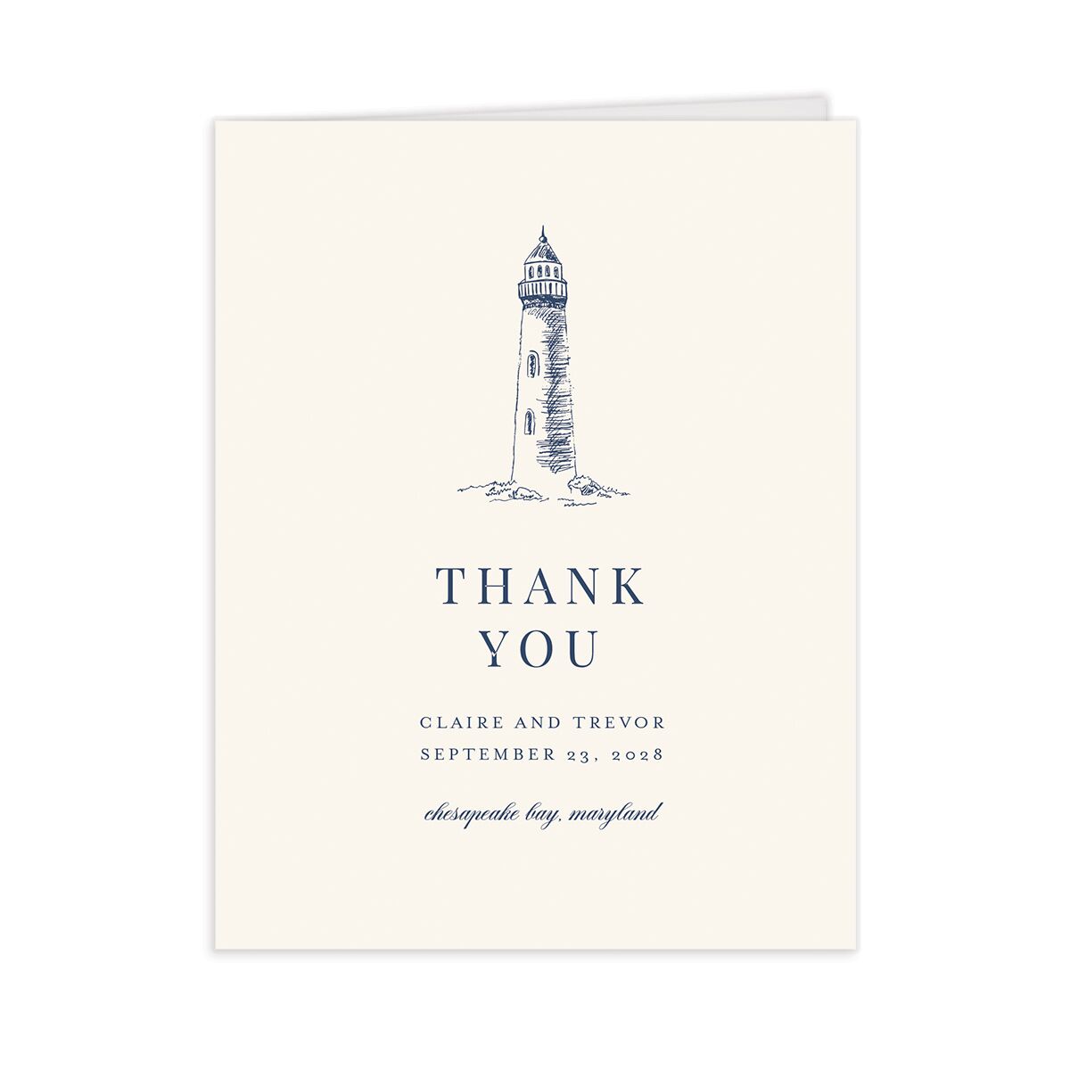 Elegant Lighthouse Thank You Cards
