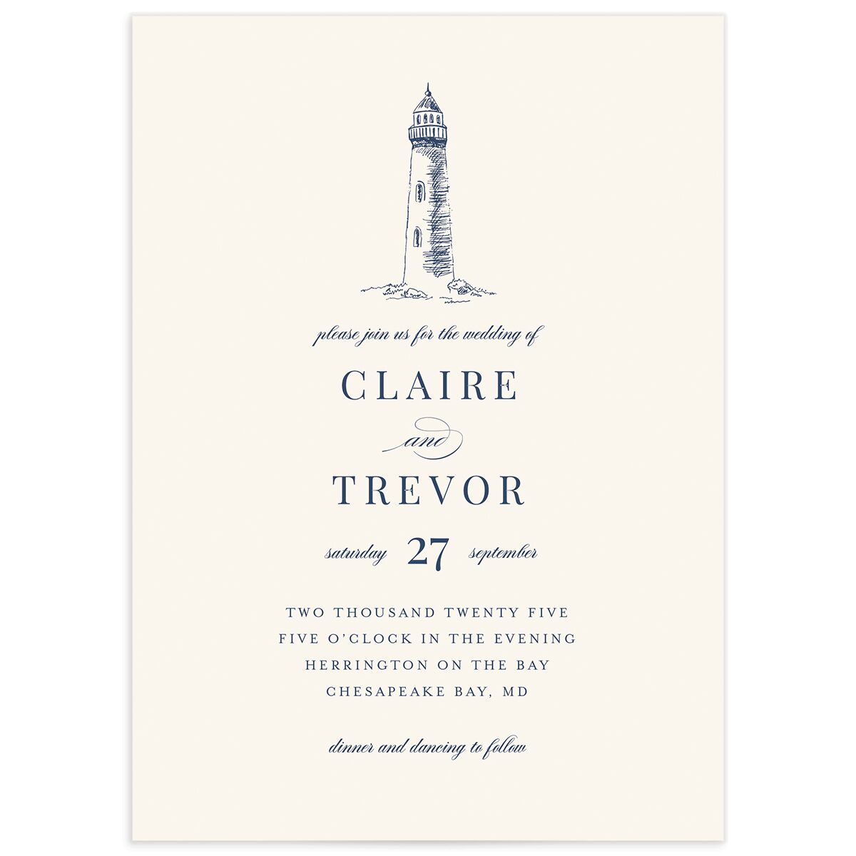 Elegant Lighthouse Wedding Invitations