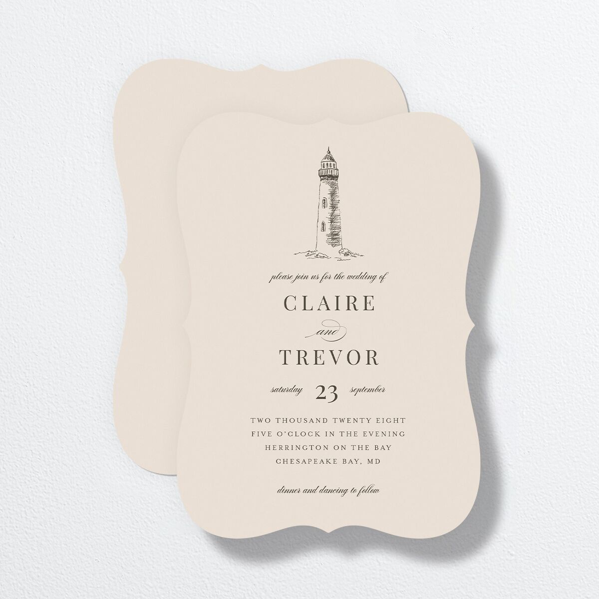 Elegant Lighthouse Wedding Invitations | The Knot