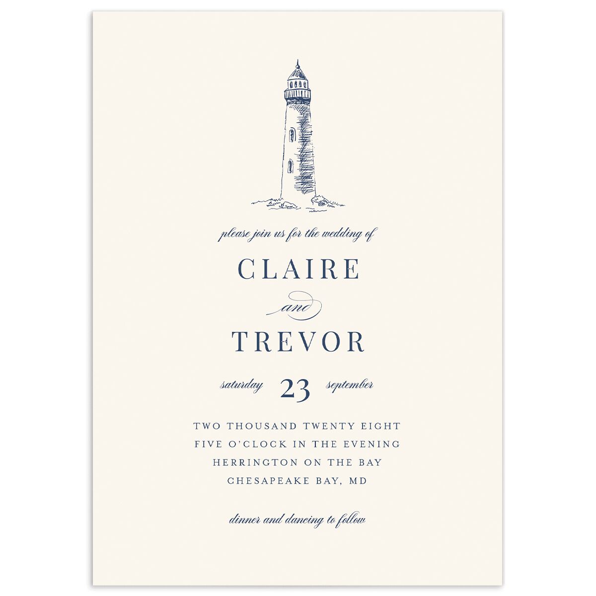 Elegant Lighthouse Wedding Invitations