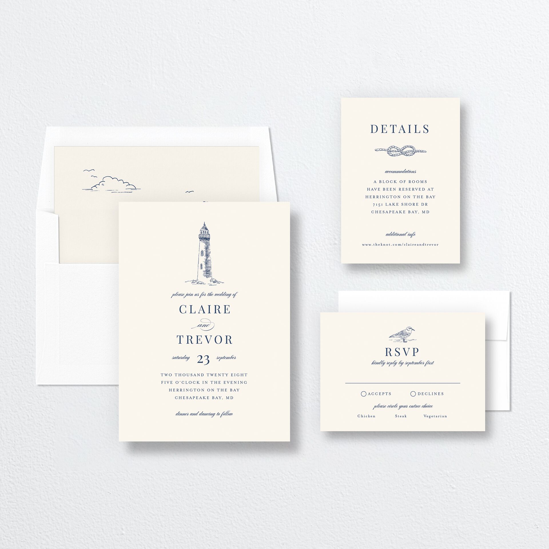 Elegant Lighthouse Wedding Invitations — view 4