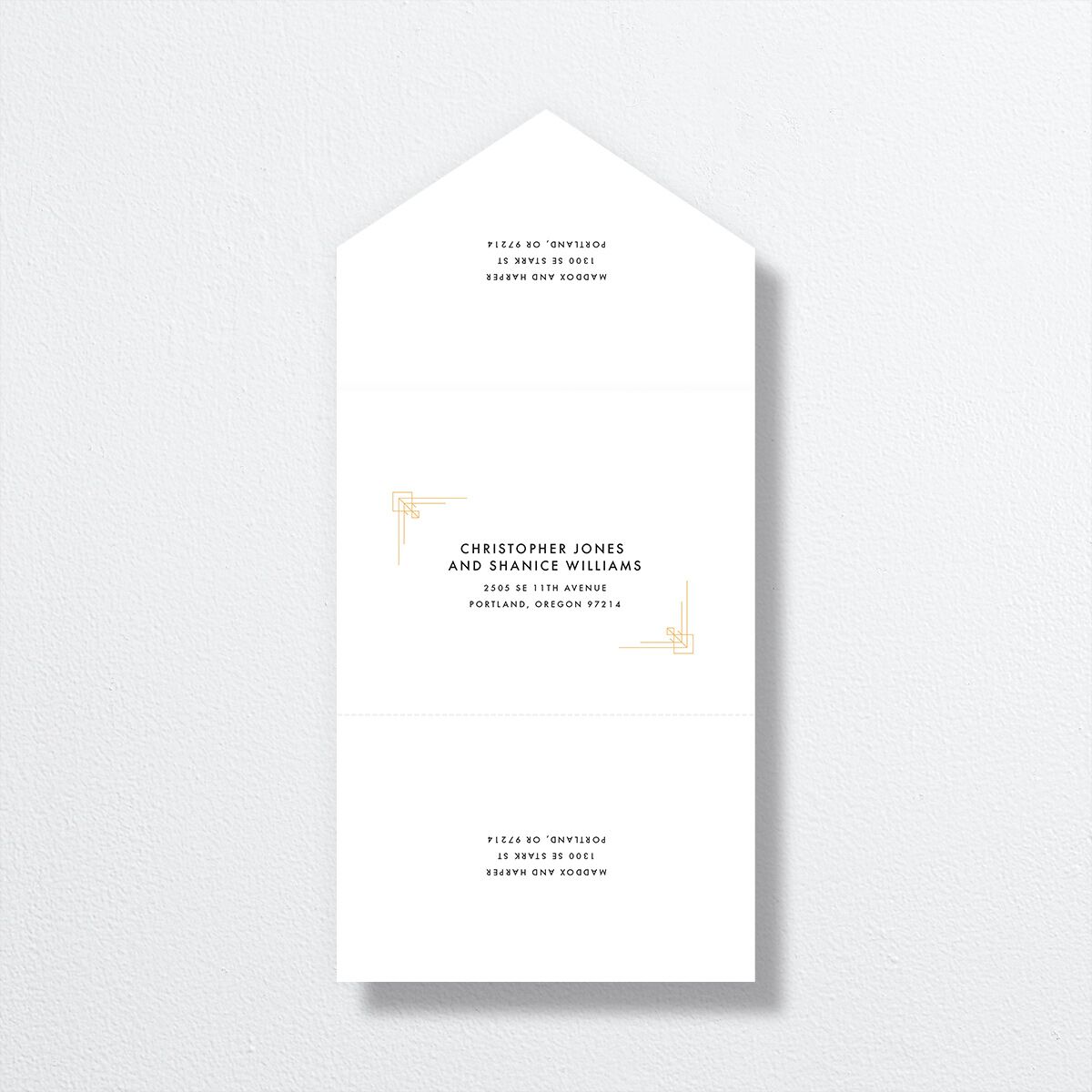 Vintage Hollywood All-in-One Wedding Invitations Licorice Signature Light Both Recipient and Return Addresses No