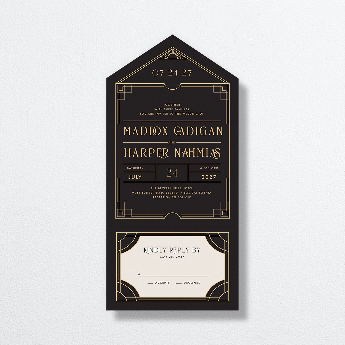 Vintage Hollywood All-in-One Wedding Invitations front