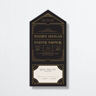 Vintage Hollywood All-in-One Wedding Invitations Licorice Signature Light Both Recipient and Return Addresses No
