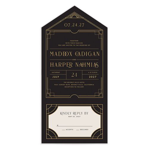 Vintage Hollywood All-in-One Wedding Invitations - 