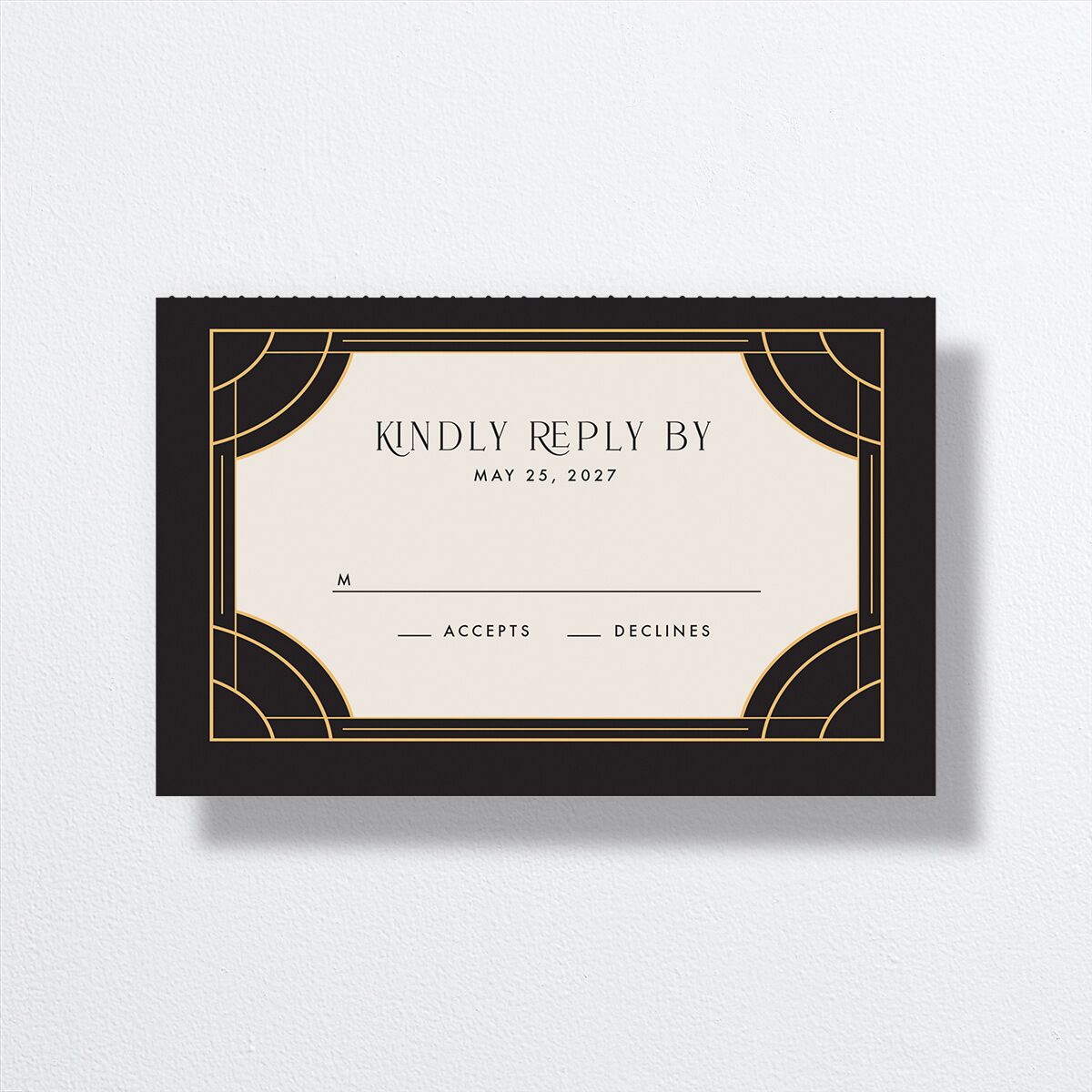 Vintage Hollywood All-in-One Wedding Invitations Licorice Signature Light Both Recipient and Return Addresses No